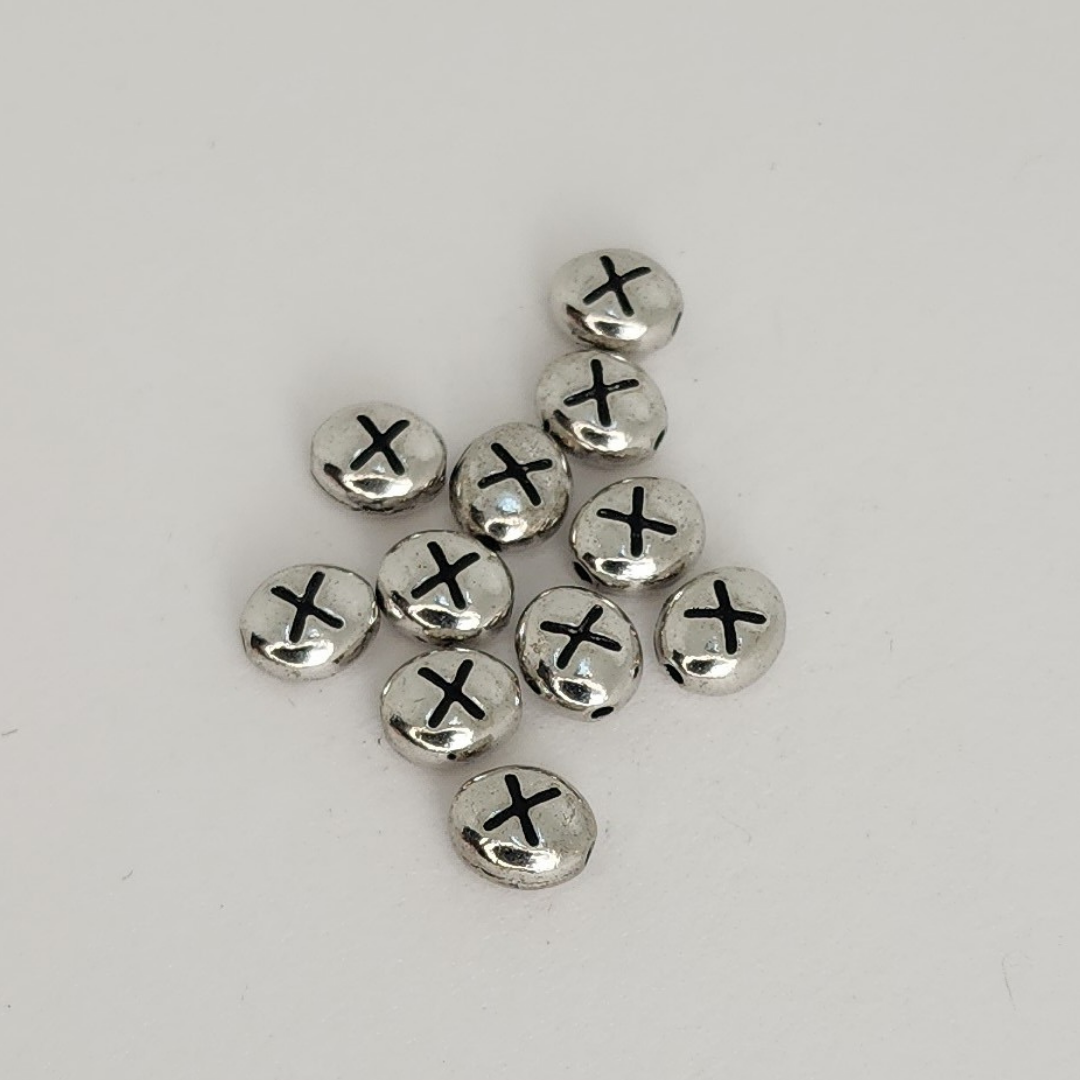 Bright Rhodium Letter Beads 6mm
