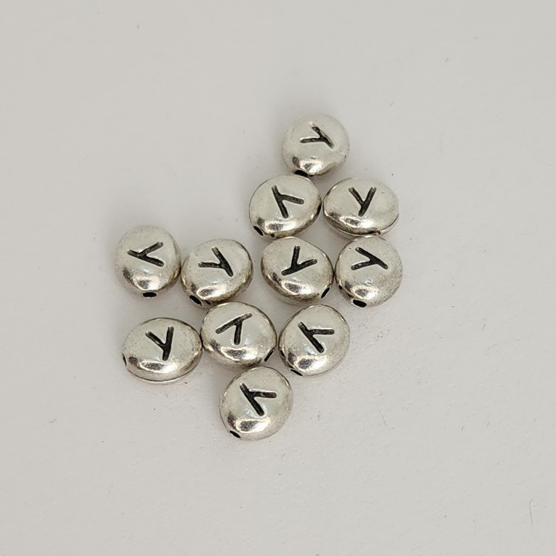 Bright Rhodium Letter Beads 6mm