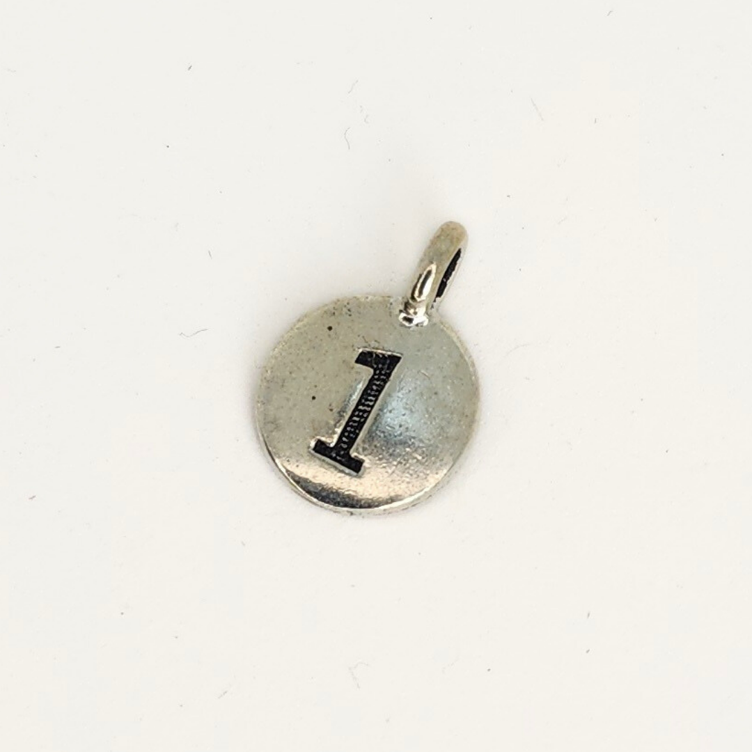Antique Silver Number Charm 11mm