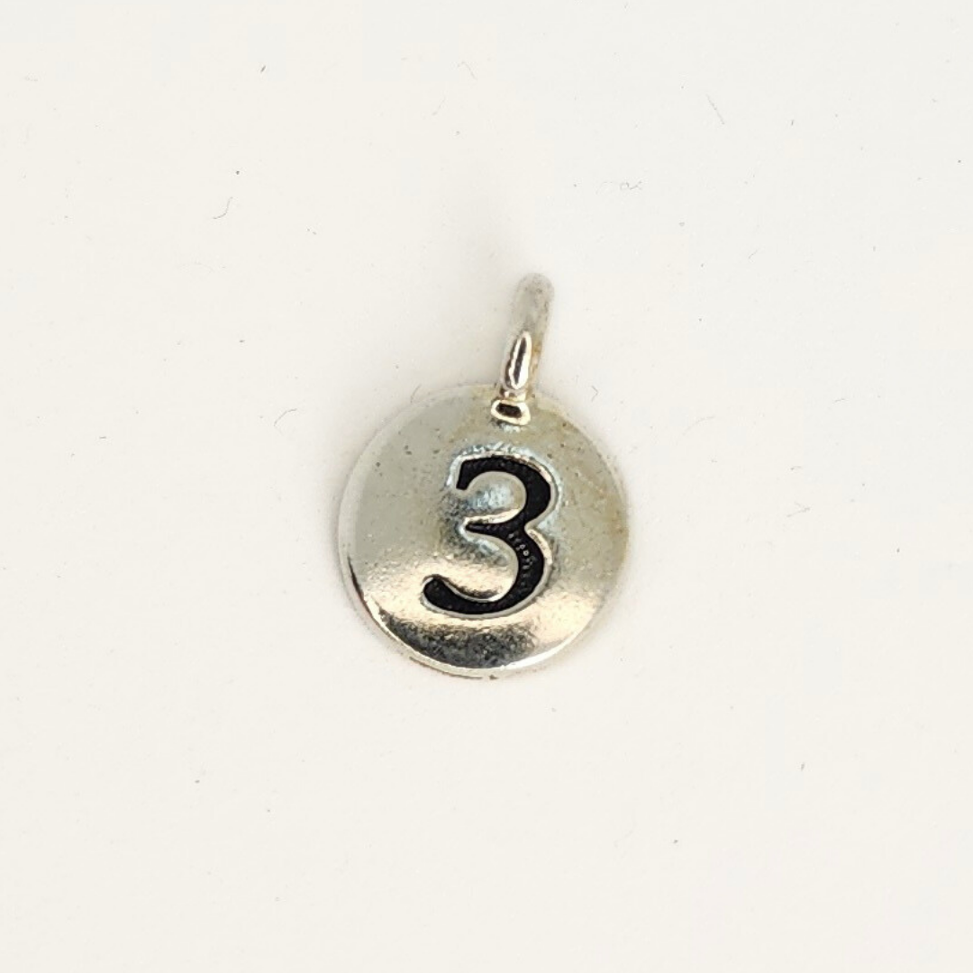 Antique Silver Number Charm 11mm