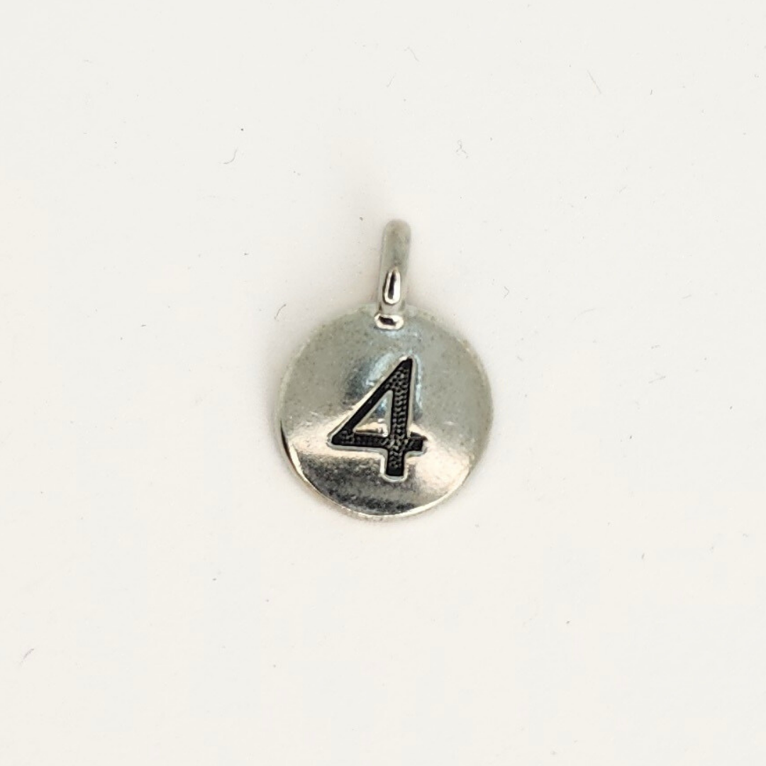 Antique Silver Number Charm 11mm