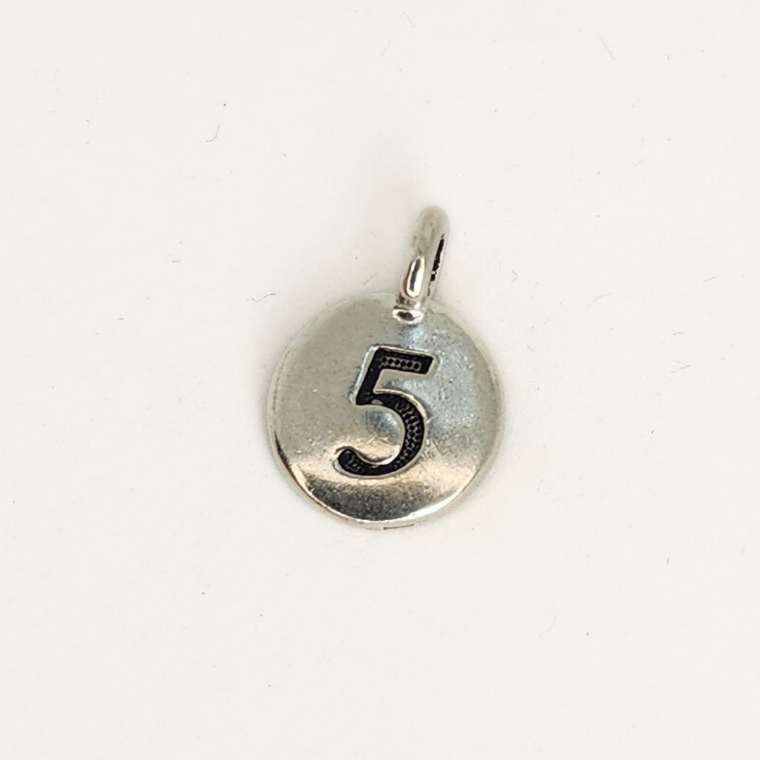 Antique Silver Number Charm 11mm