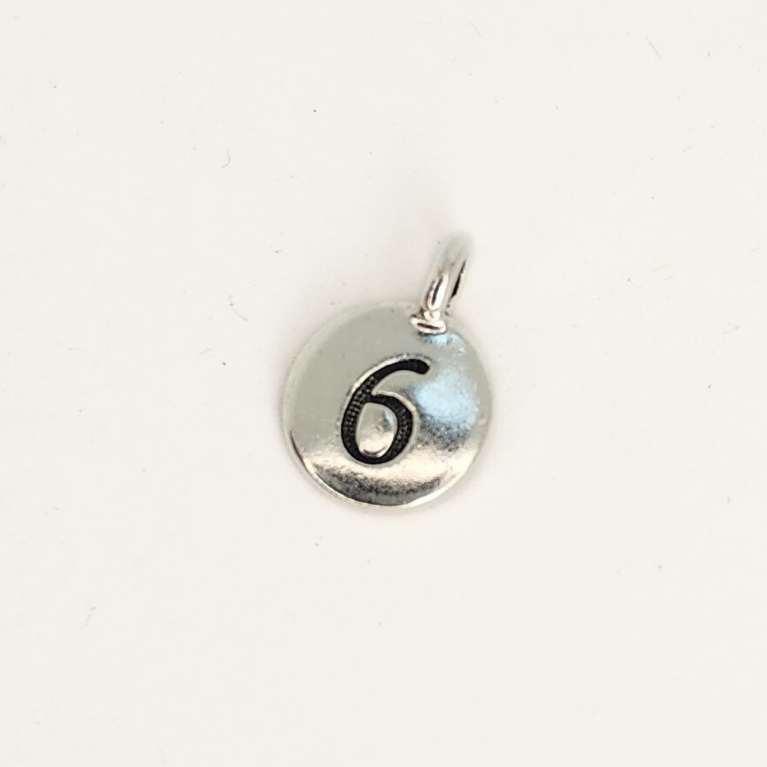 Antique Silver Number Charm 11mm