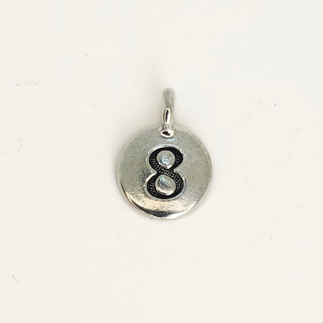Antique Silver Number Charm 11mm