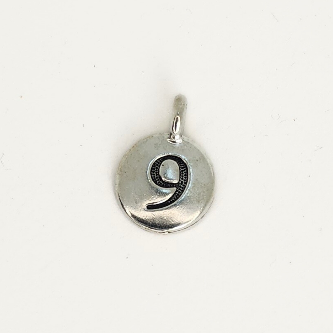 Antique Silver Number Charm 11mm