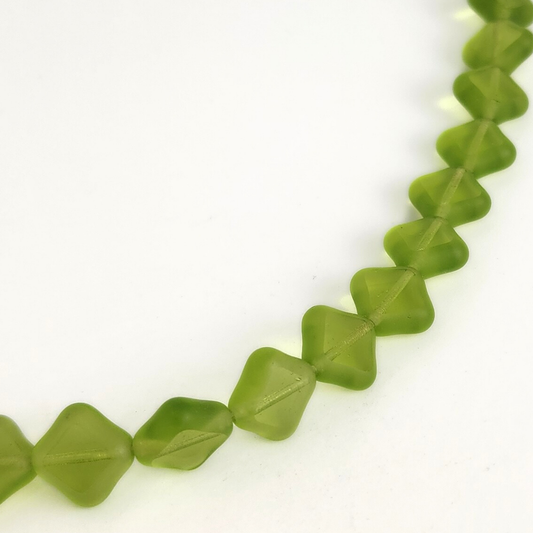 Opaque Green Diagonal Square 12x6mm