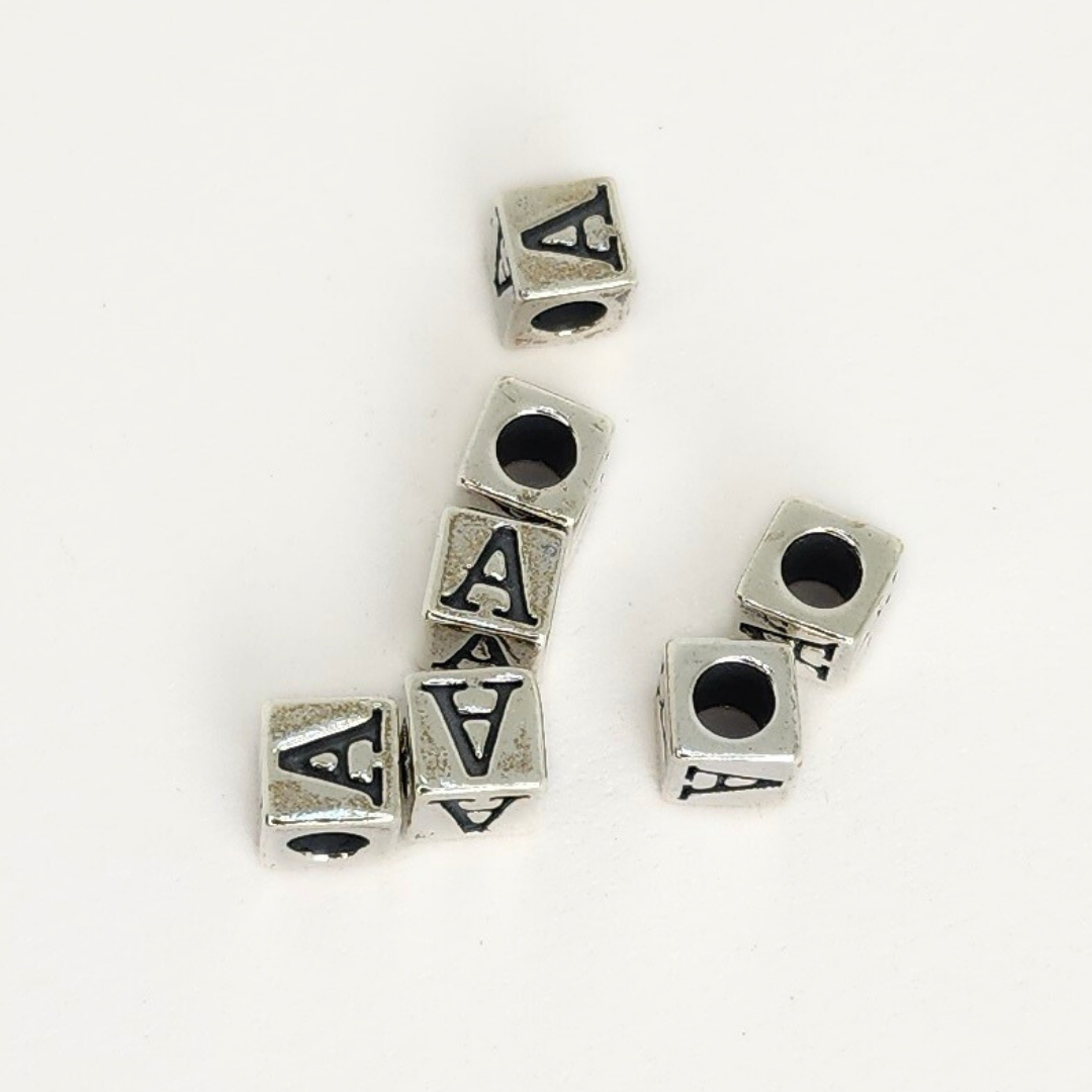 Sterling Silver Letter & Number Block 4.5mm