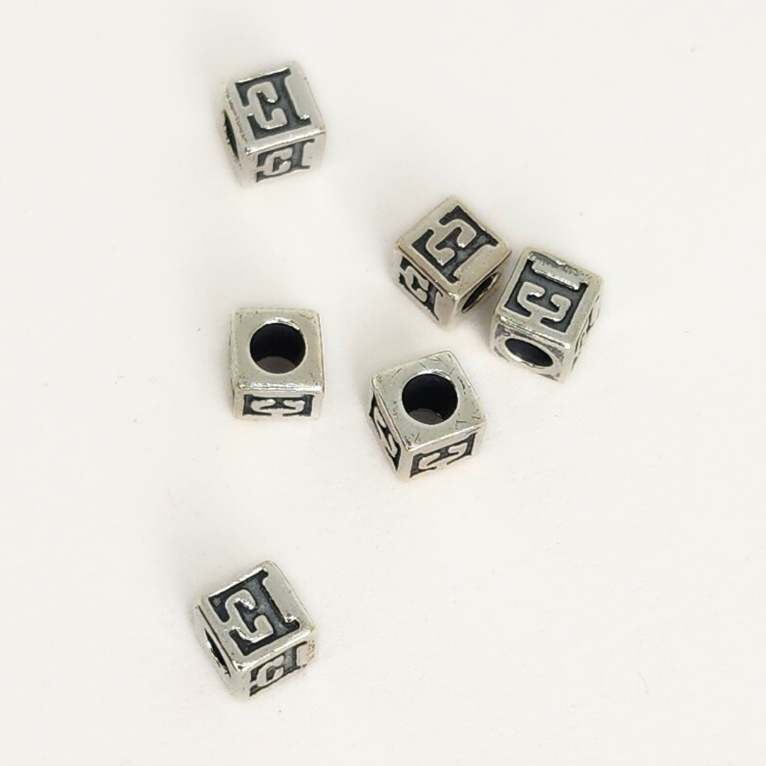 Sterling Silver Letter & Number Block 4.5mm