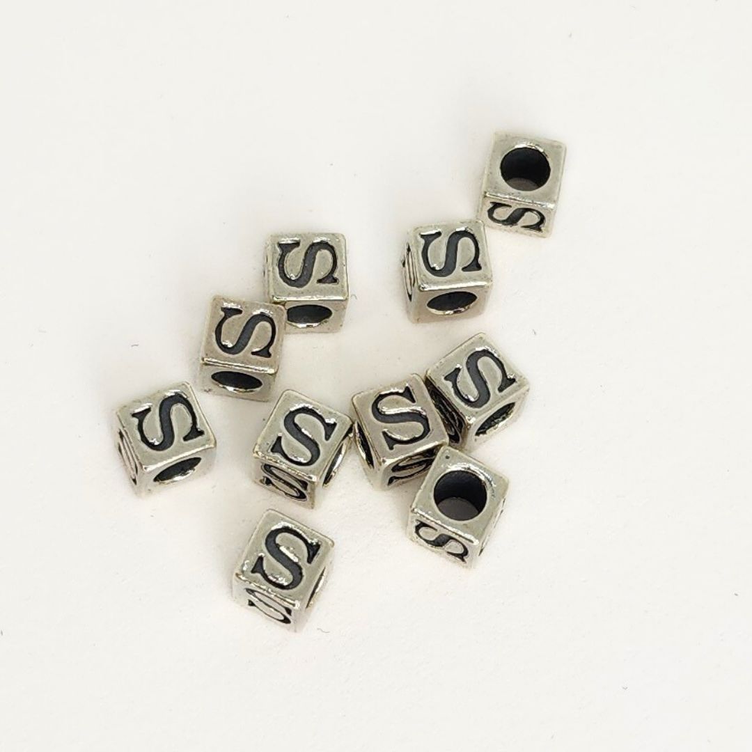 Sterling Silver Letter & Number Block 4.5mm
