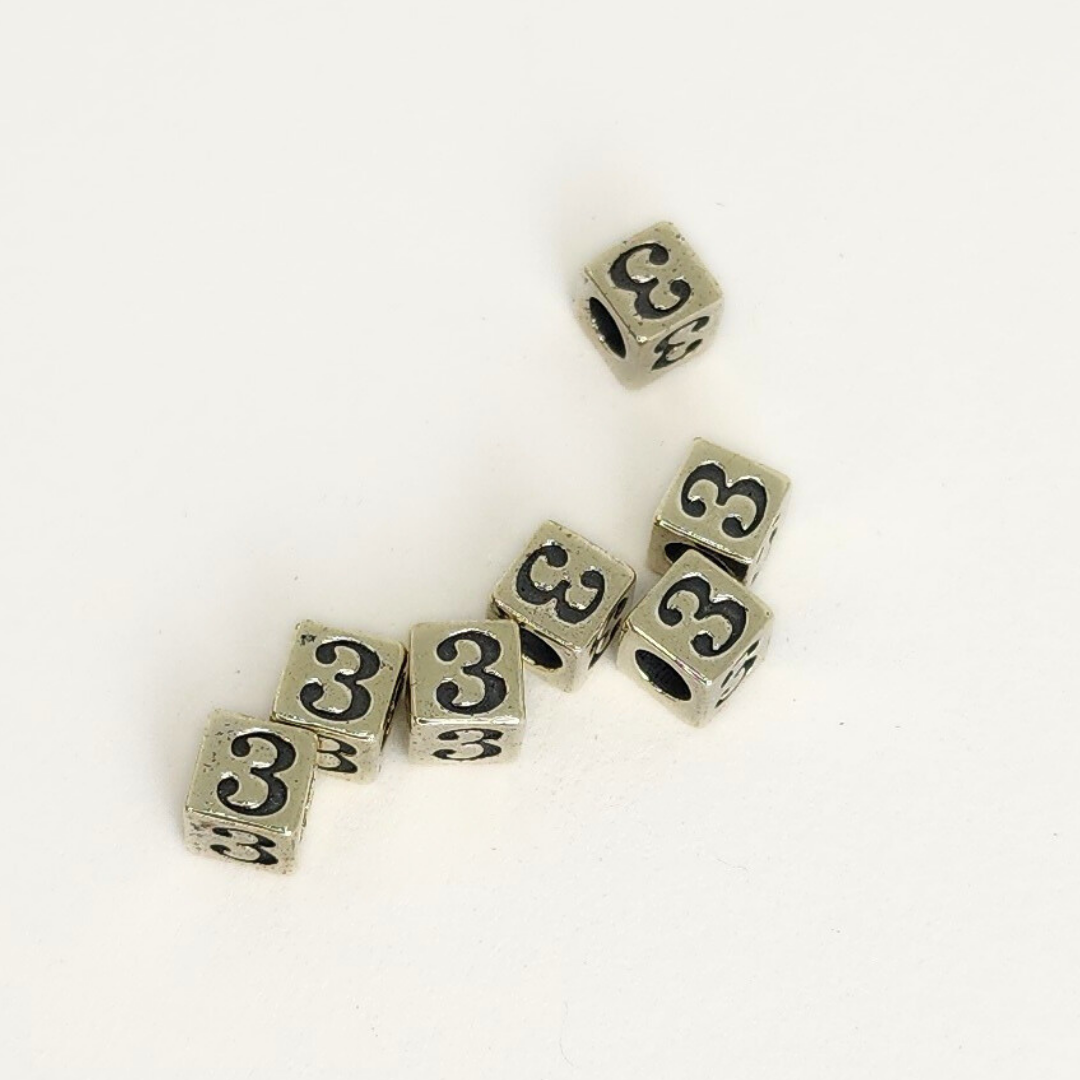 Sterling Silver Letter & Number Block 4.5mm