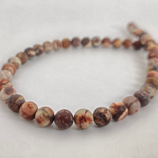 Matte Bird Eye Rhyolite Round 8mm
