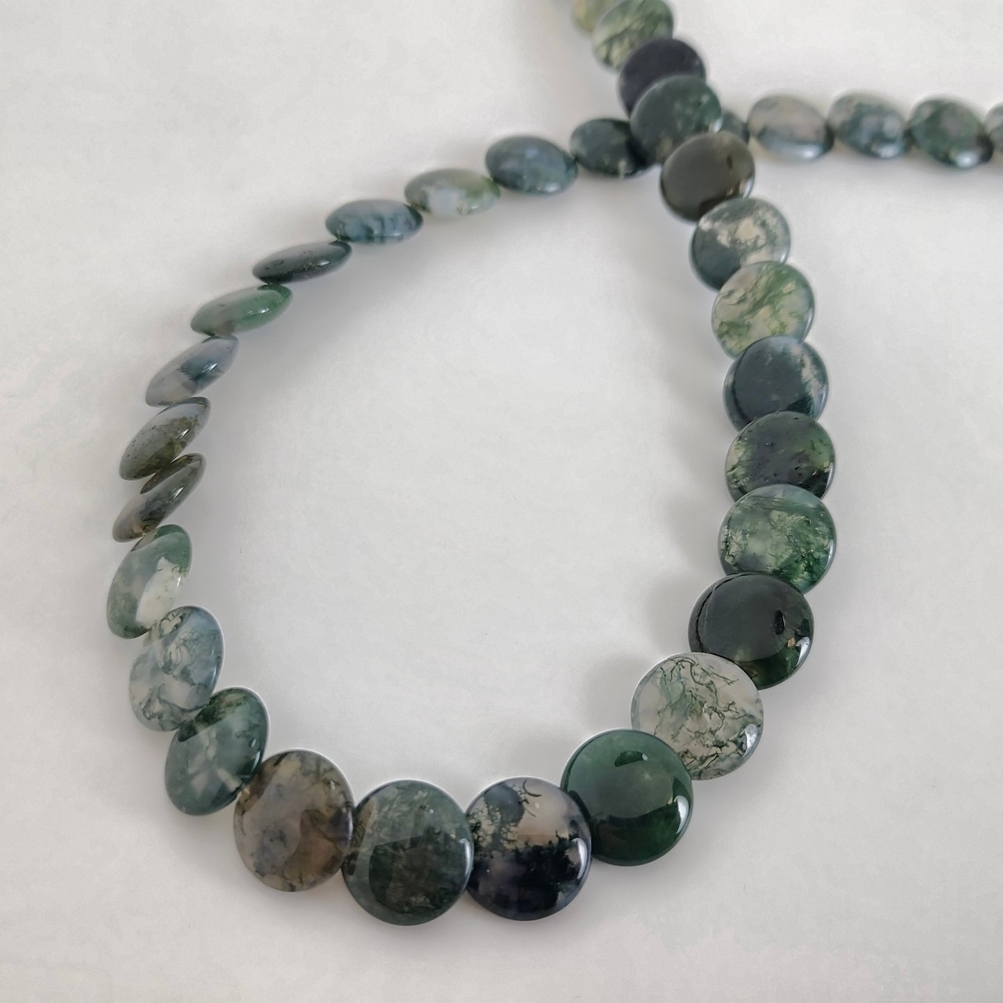 Moss Agate Green Lentil 12mm