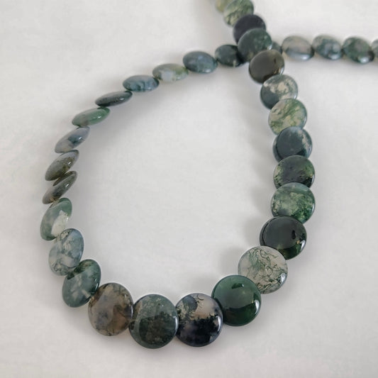 Moss Agate Green Lentil 12mm