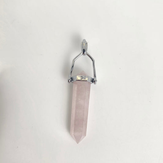 Rose Quartz Hexagon Pendant 8x35mm