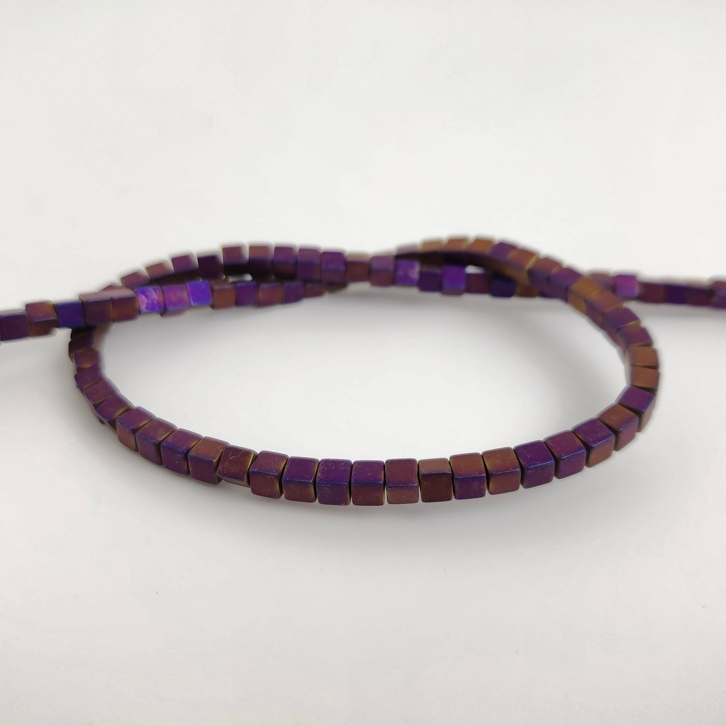 Purple Iris Hematite Square 4mm