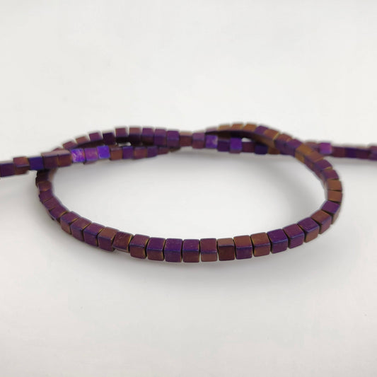 Purple Iris Hematite Square 4mm