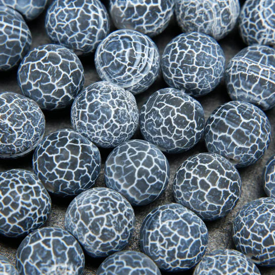 Matte Gray Dragon Vein Agate 10mm Round
