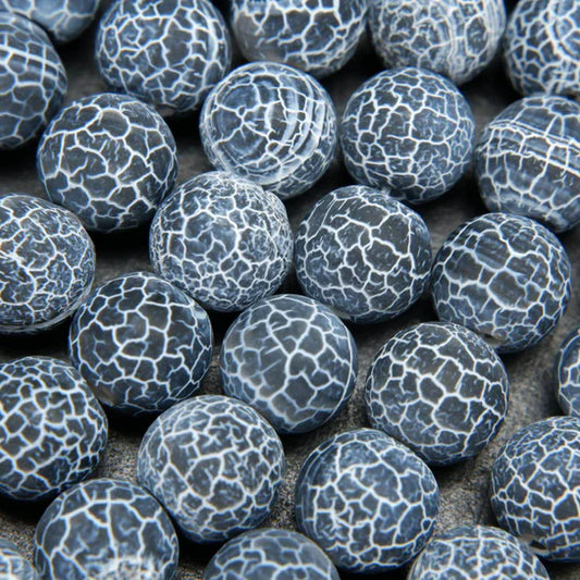 Matte Gray Dragon Vein Agate 10mm Round