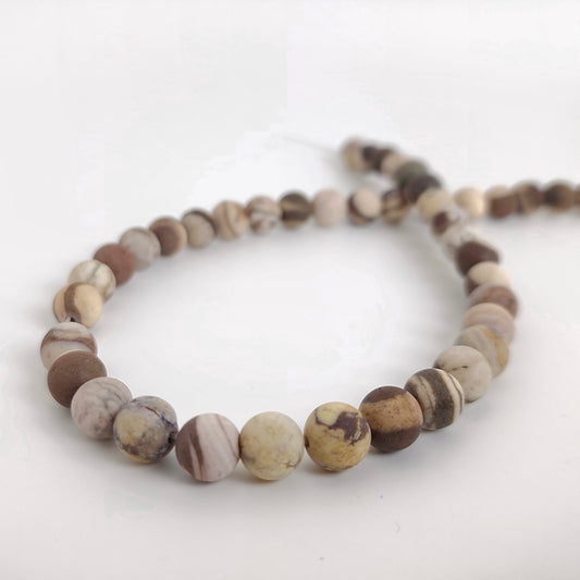 Matte Aus Zebra Jasper Round 8mm