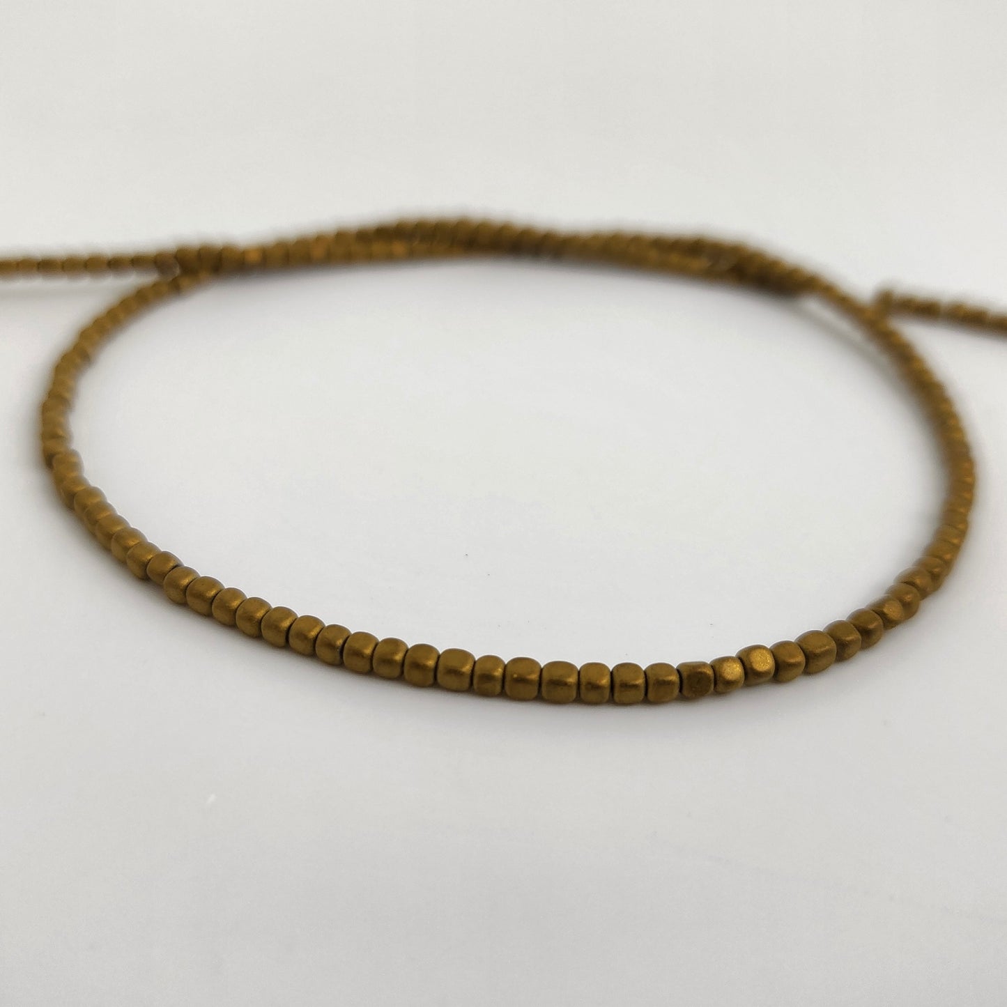 Matte Gold Hematite Round Cube 2mm