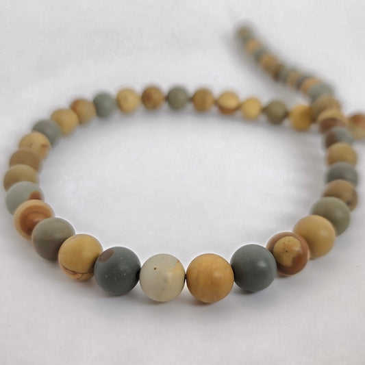 Matte Wild Horse Picture Jasper Round 8mm