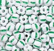 White w/Green Stripes 8/0